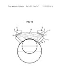 ULTRASOUND DEVICE COMPRISING MEANS TO GENERATE ULTRASOUND BEAM PRESENTING     A CONCAVE SEGMENT SHAPE HAVING A SINGLE CURVATURE diagram and image