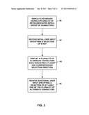 SELECTING ALTERNATE KEYBOARD CHARACTERS VIA MOTION INPUT diagram and image