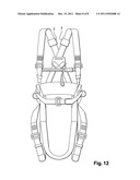 DEVICE FOR ADJUSTING THE LENGTH OF A FLEXIBLE LINK AND USE THEREOF IN A     COMFORT HOUSING FOR A HARNESS STRAP diagram and image