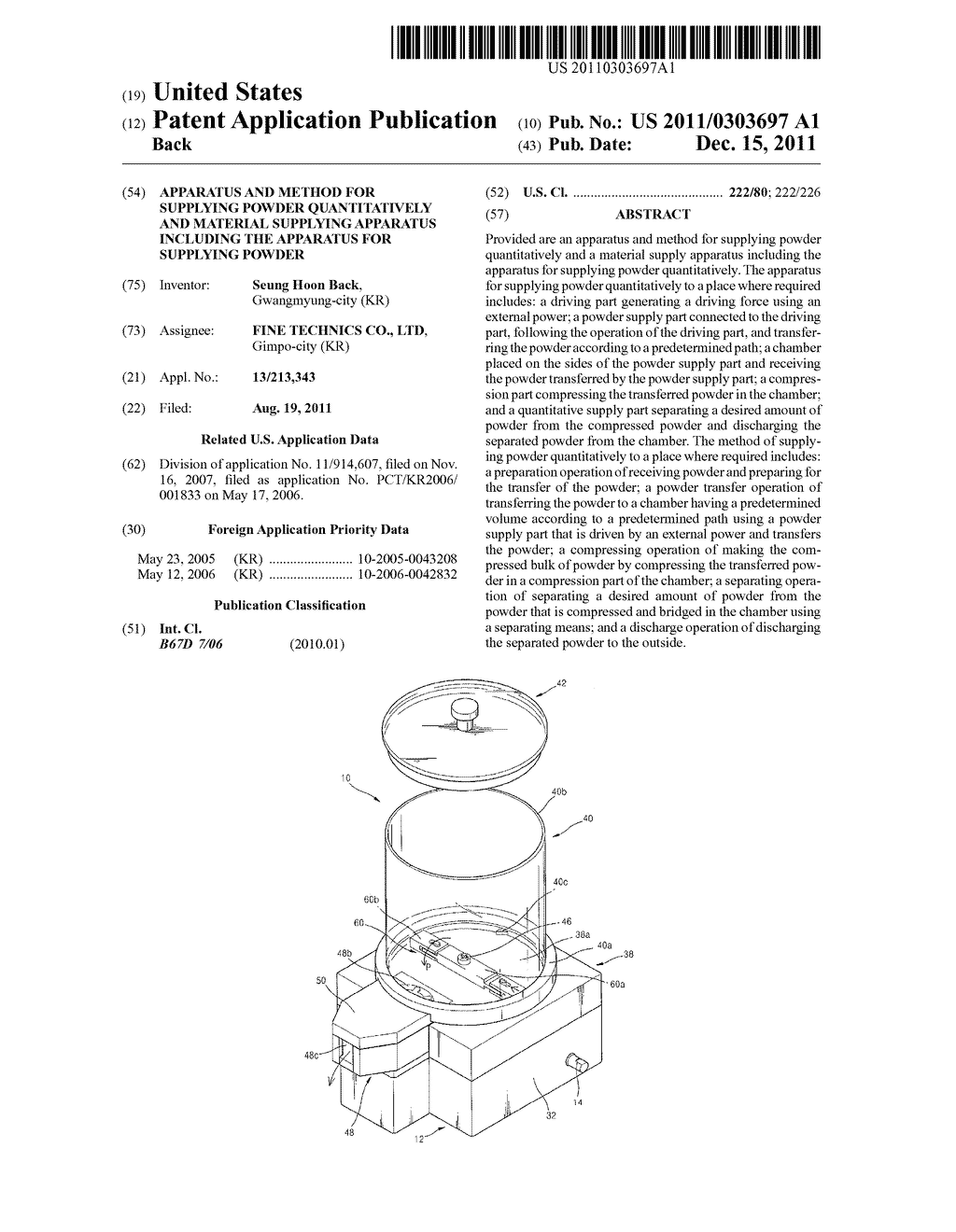 Apparatus and Method for Supplying Powder Quantitatively and Material     Supplying Apparatus Including the Apparatus for Supplying Powder - diagram, schematic, and image 01