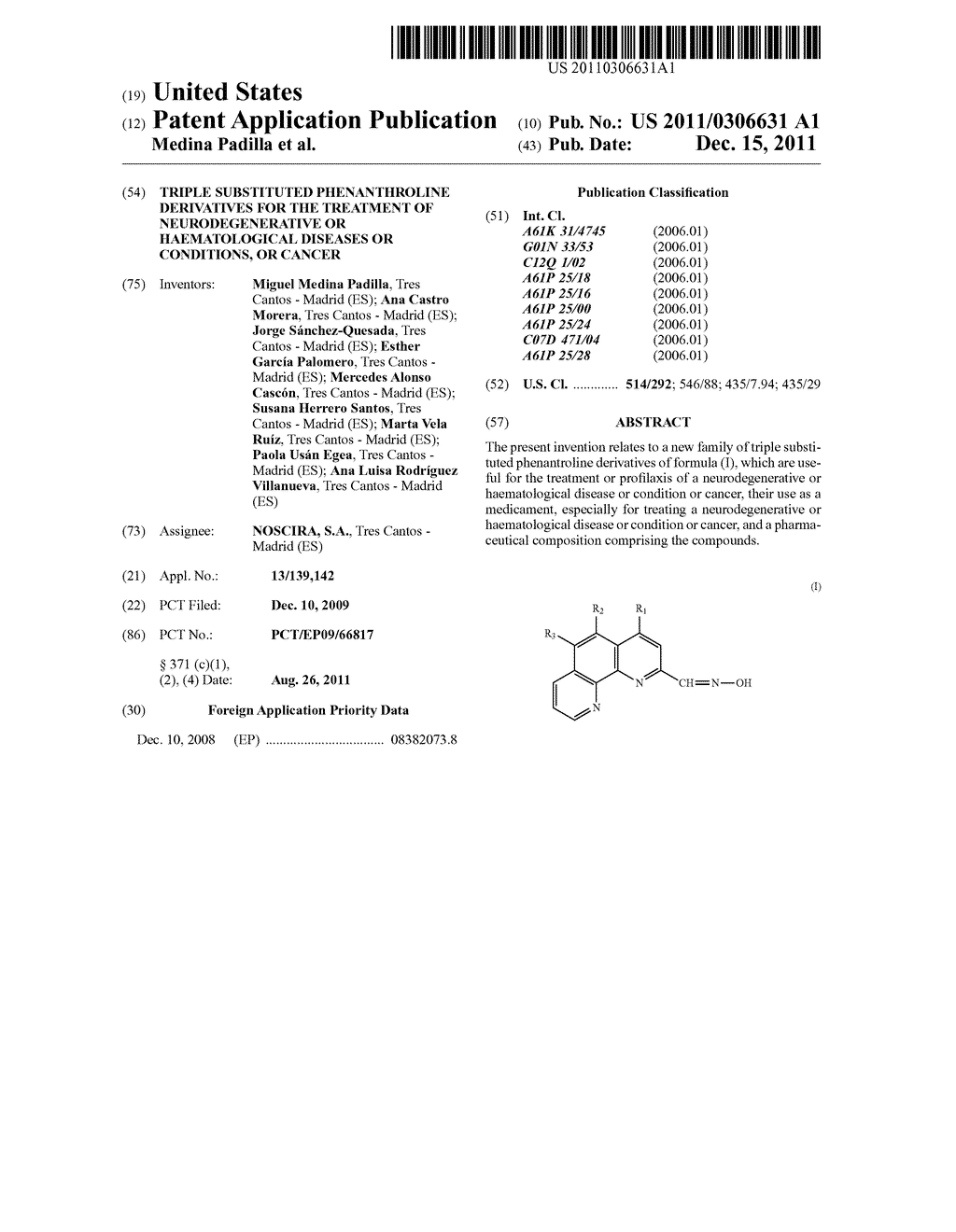 TRIPLE SUBSTITUTED PHENANTHROLINE DERIVATIVES FOR THE TREATMENT OF     NEURODEGENERATIVE OR HAEMATOLOGICAL DISEASES OR CONDITIONS, OR CANCER - diagram, schematic, and image 01