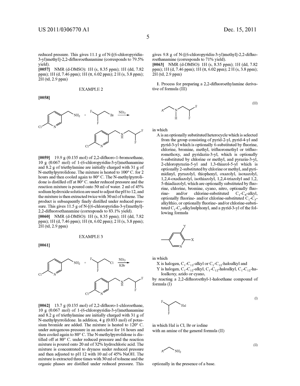 Process for preparing 2-2-difluoroethylamine derivatives by alkylation     with 2-2-difluoroethyl-1-haloethanes - diagram, schematic, and image 06