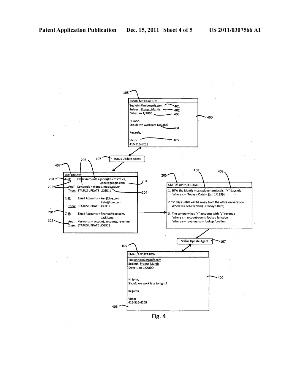 System for automatically appending digital correspondence compositions     with status updates outputted by an iteration of a qualified user defined     function - diagram, schematic, and image 05