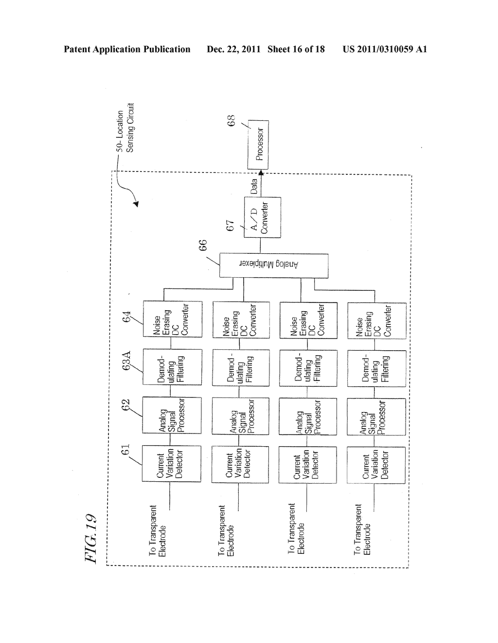 TOUCH SENSOR, DISPLAY DEVICE WITH TOUCH SENSOR, AND METHOD OF GENERATING     LOCATION DATA - diagram, schematic, and image 17