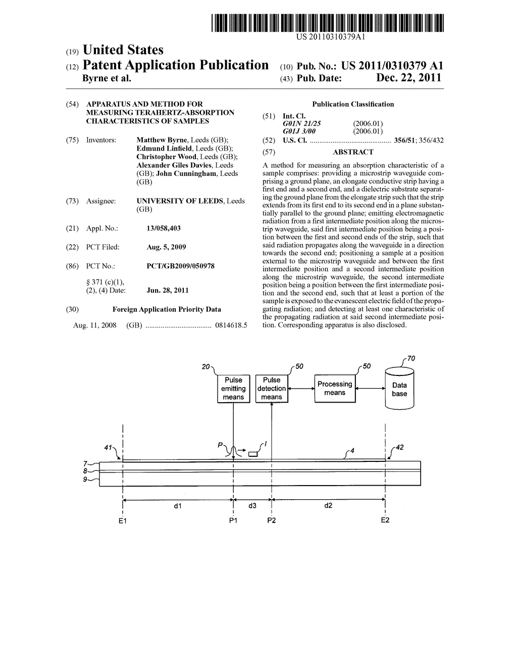 APPARATUS AND METHOD FOR MEASURING TERAHERTZ-ABSORPTION CHARACTERISTICS OF     SAMPLES - diagram, schematic, and image 01