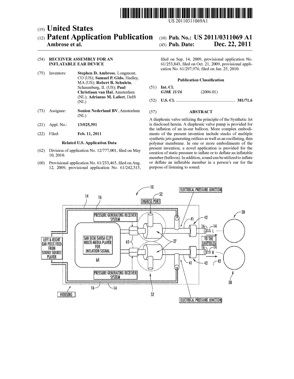 RECEIVER ASSEMBLY FOR AN INFLATABLE EAR DEVICE - diagram, schematic, and image 01