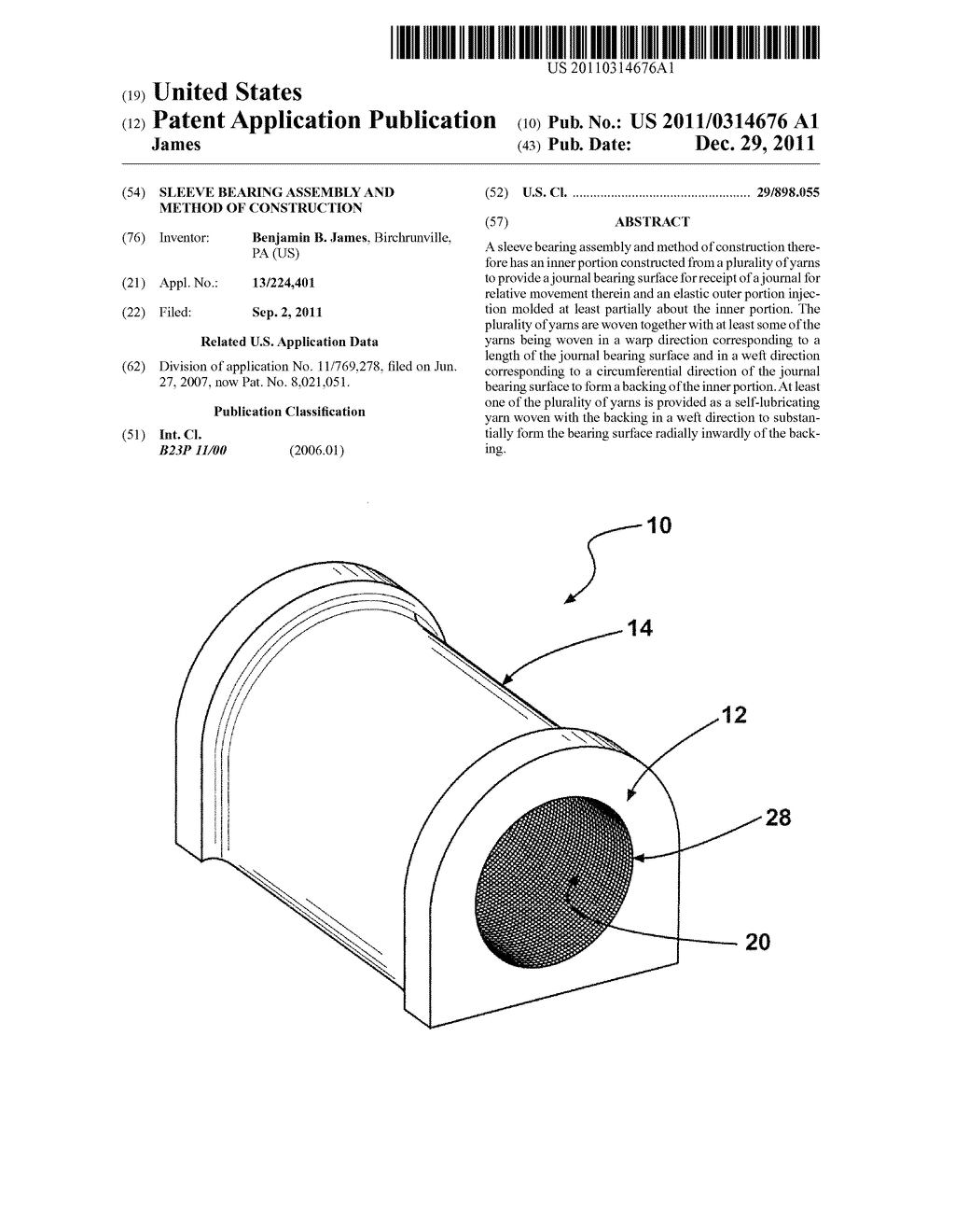 SLEEVE BEARING ASSEMBLY AND METHOD OF CONSTRUCTION - diagram, schematic, and image 01