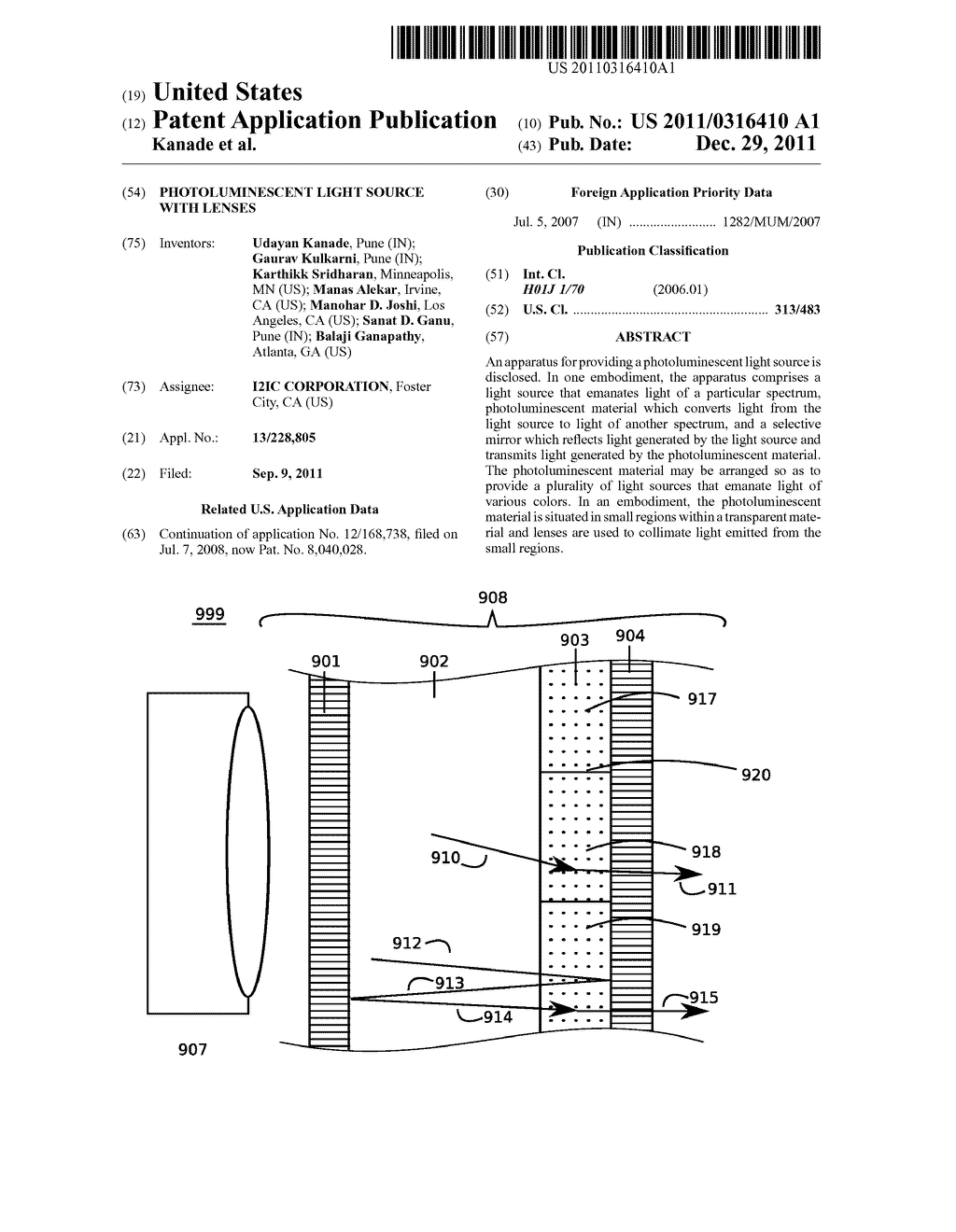 PHOTOLUMINESCENT LIGHT SOURCE WITH LENSES - diagram, schematic, and image 01