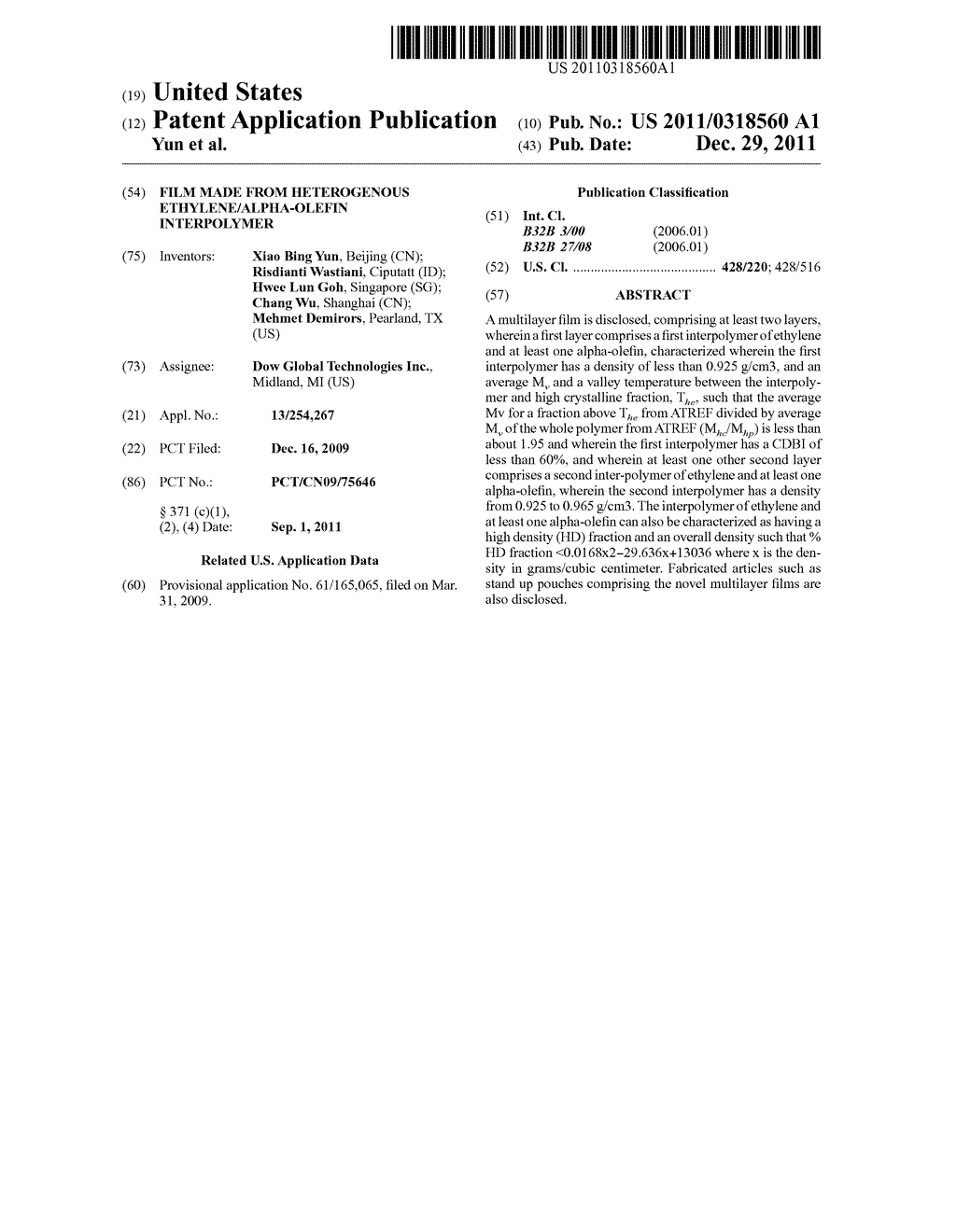 FILM MADE FROM HETEROGENOUS ETHYLENE/ALPHA-OLEFIN INTERPOLYMER - diagram, schematic, and image 01