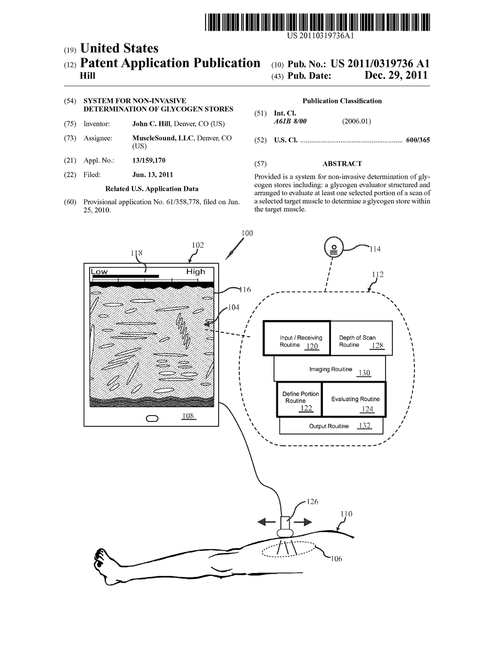 SYSTEM FOR NON-INVASIVE DETERMINATION OF GLYCOGEN STORES - diagram, schematic, and image 01