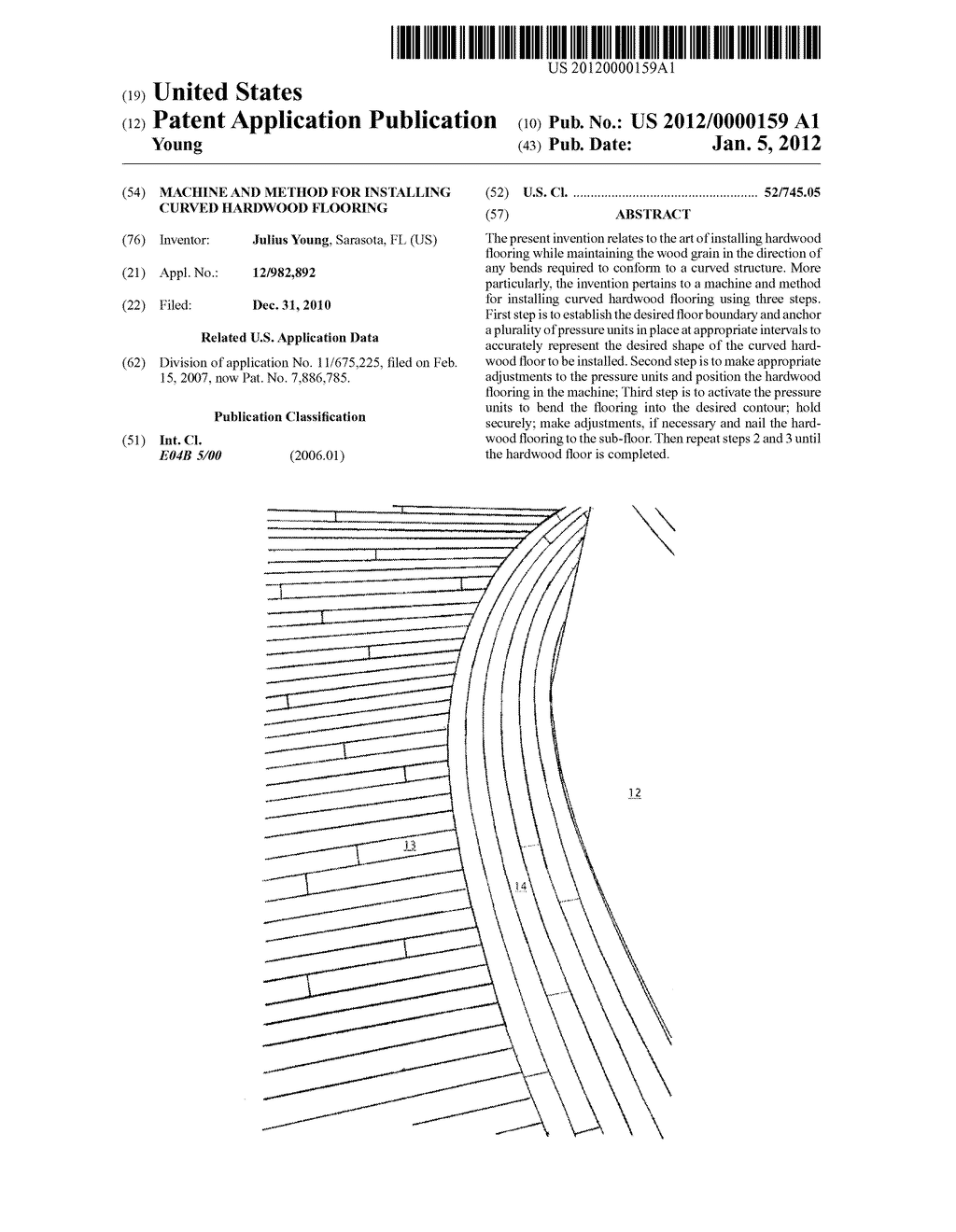 Machine and Method for Installing Curved Hardwood Flooring - diagram, schematic, and image 01