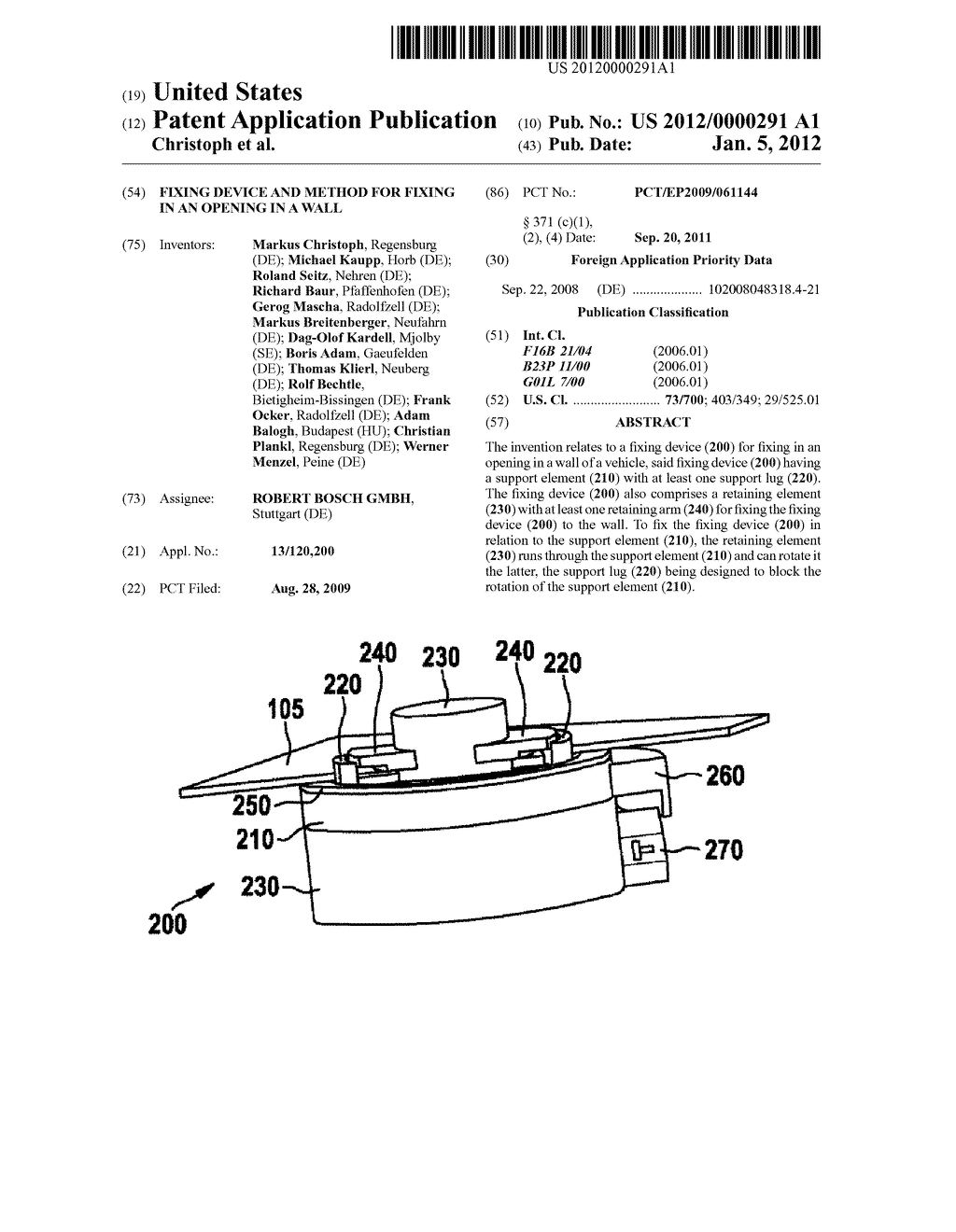 FIXING DEVICE AND METHOD FOR FIXING IN AN OPENING IN A WALL - diagram, schematic, and image 01