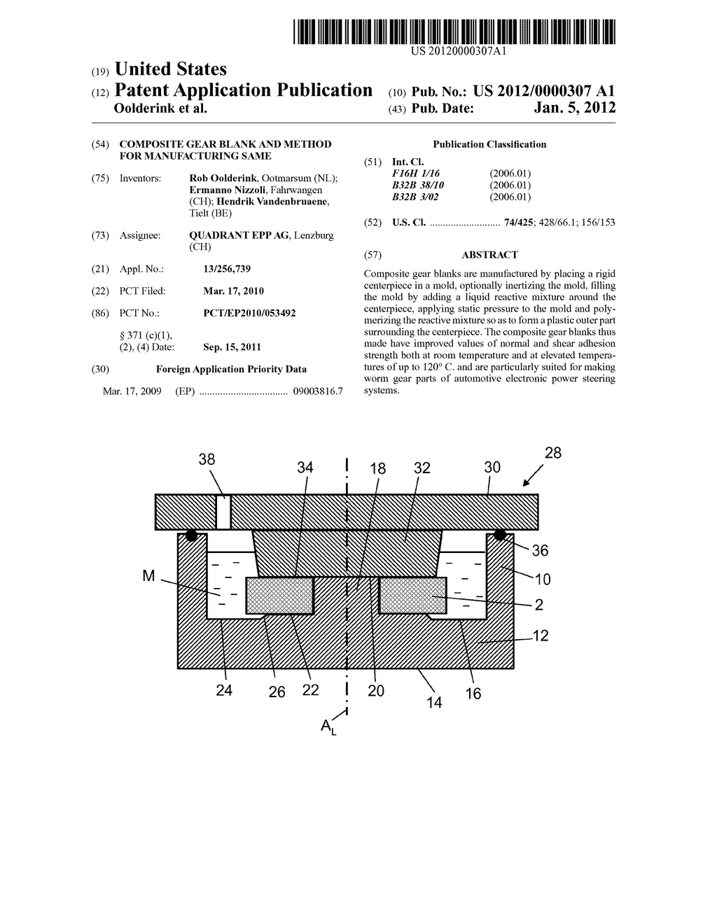 COMPOSITE GEAR BLANK AND METHOD FOR MANUFACTURING SAME - diagram, schematic, and image 01