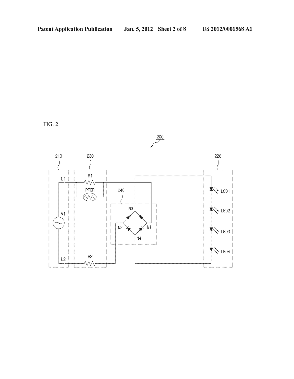 LIGHT EMITTING APPARATUS USING AC LED - diagram, schematic, and image 03