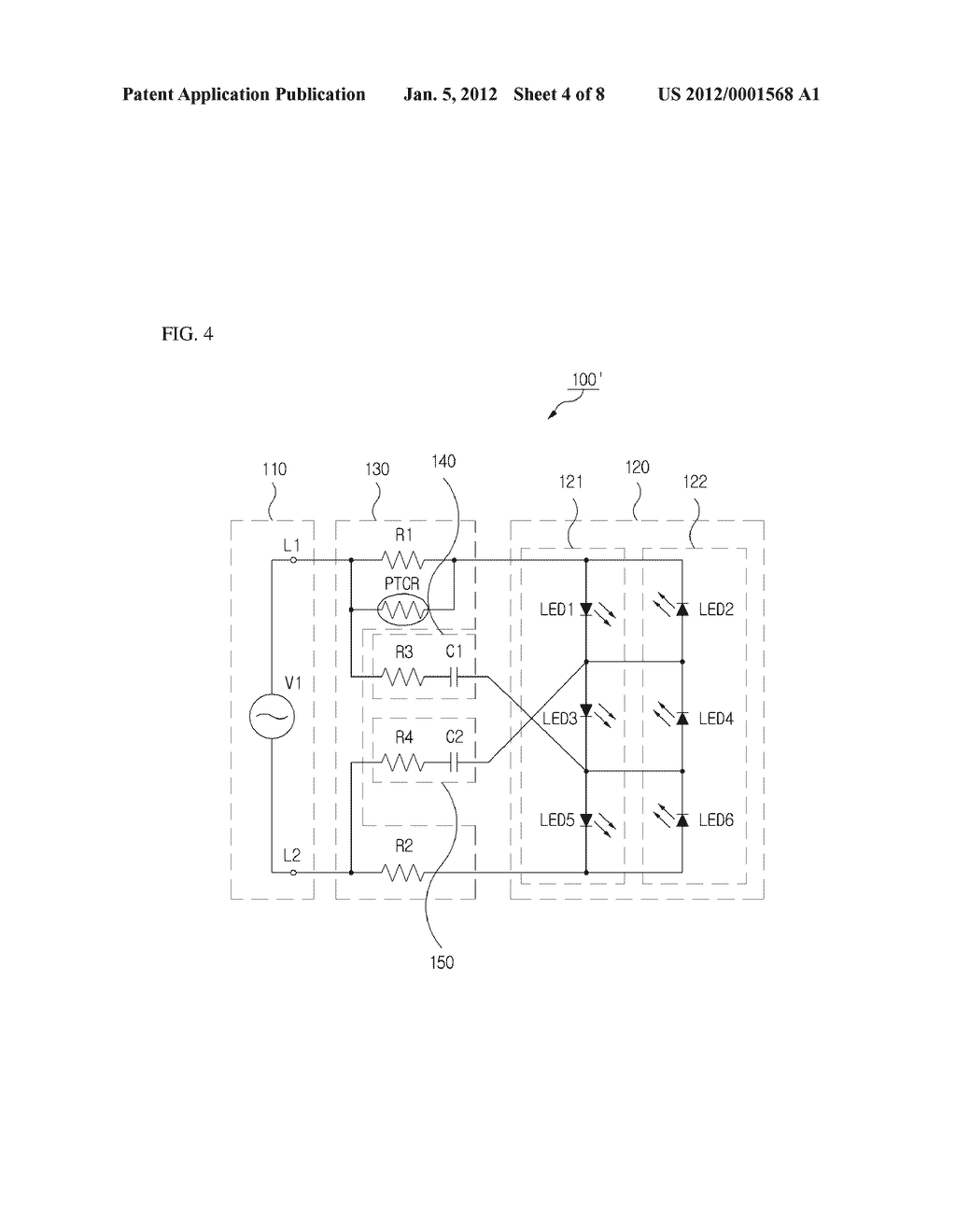 LIGHT EMITTING APPARATUS USING AC LED - diagram, schematic, and image 05