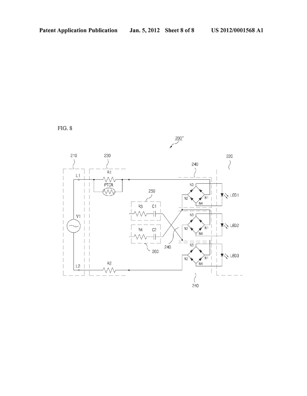 LIGHT EMITTING APPARATUS USING AC LED - diagram, schematic, and image 09