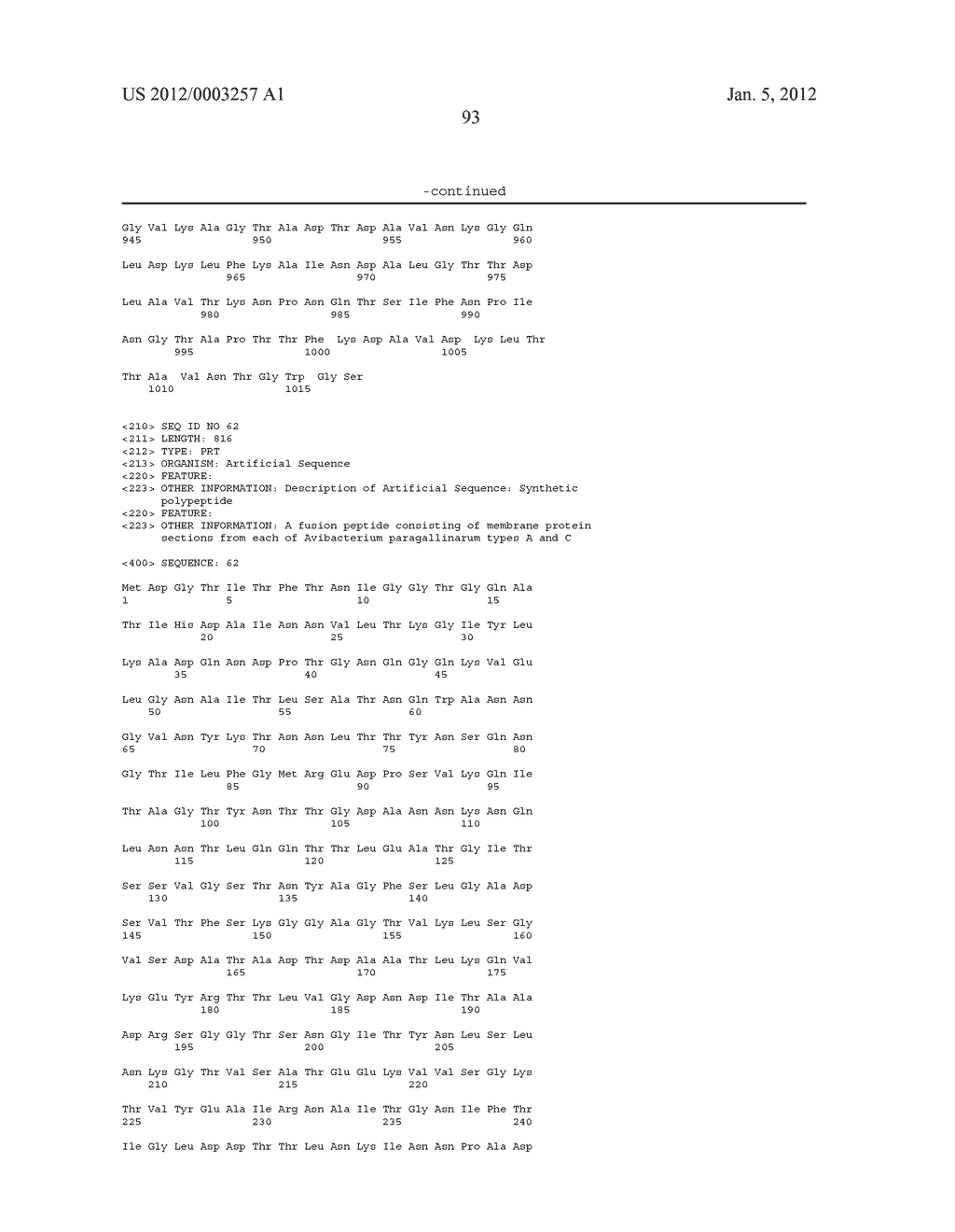 RECOMBINANT AVIAN INFECTIOUS CORYZA VACCINE AND PROCESS FOR PREPARING SAME - diagram, schematic, and image 99