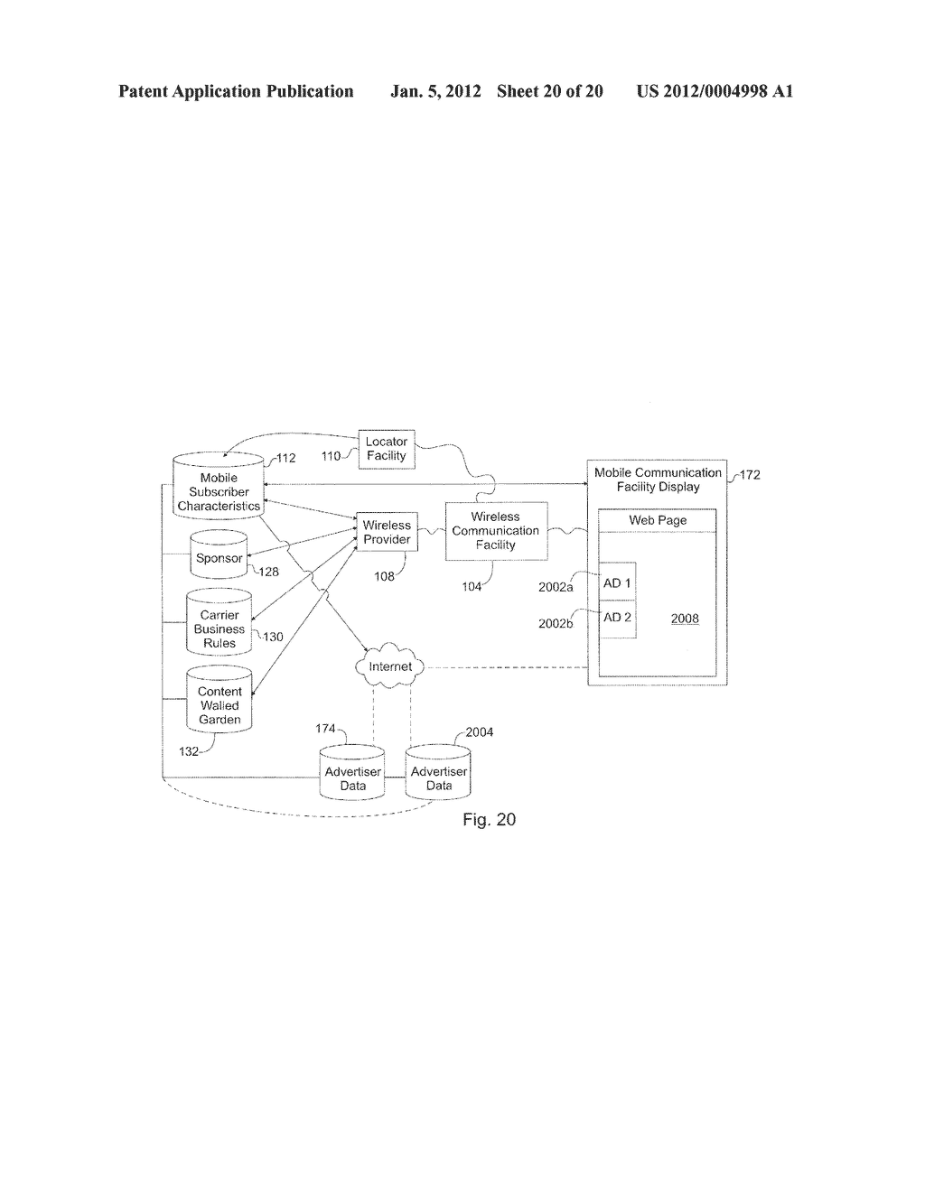 SYSTEM FOR TARGETING ADVERTISING CONTENT TO A PLURALITY OF MOBILE     COMMUNICATION FACILITIES - diagram, schematic, and image 21
