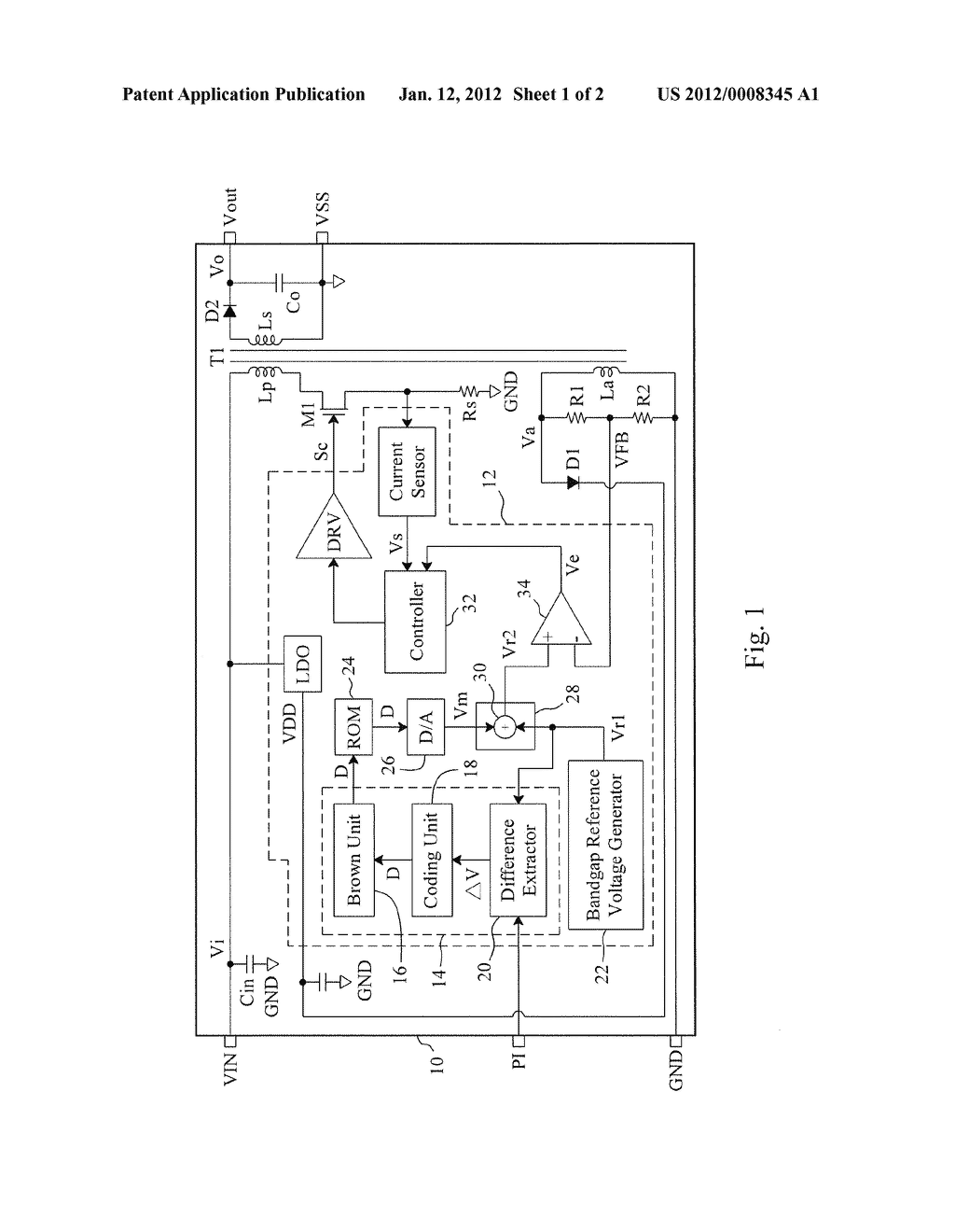 APPARATUS AND METHOD FOR OUTPUT VOLTAGE CALIBRATION OF A PRIMARY FEEDBACK     FLYBACK POWER MODULE - diagram, schematic, and image 02