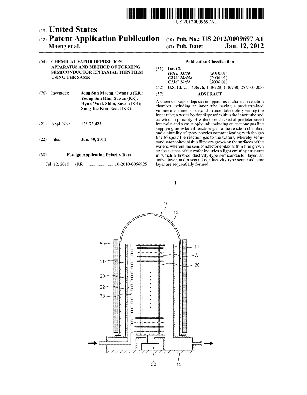 CHEMICAL VAPOR DEPOSITION APPARATUS AND METHOD OF FORMING SEMICONDUCTOR     EPITAXIAL THIN FILM USING THE SAME - diagram, schematic, and image 01