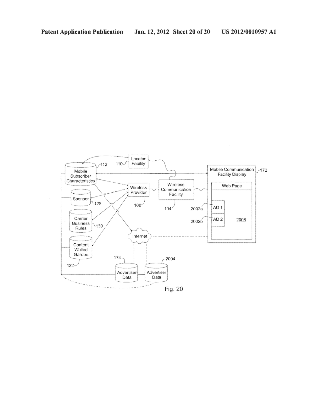 SYSTEM FOR TARGETING ADVERTISING CONTENT TO A PLURALITY OF MOBILE     COMMUNICATION FACILITIES - diagram, schematic, and image 21