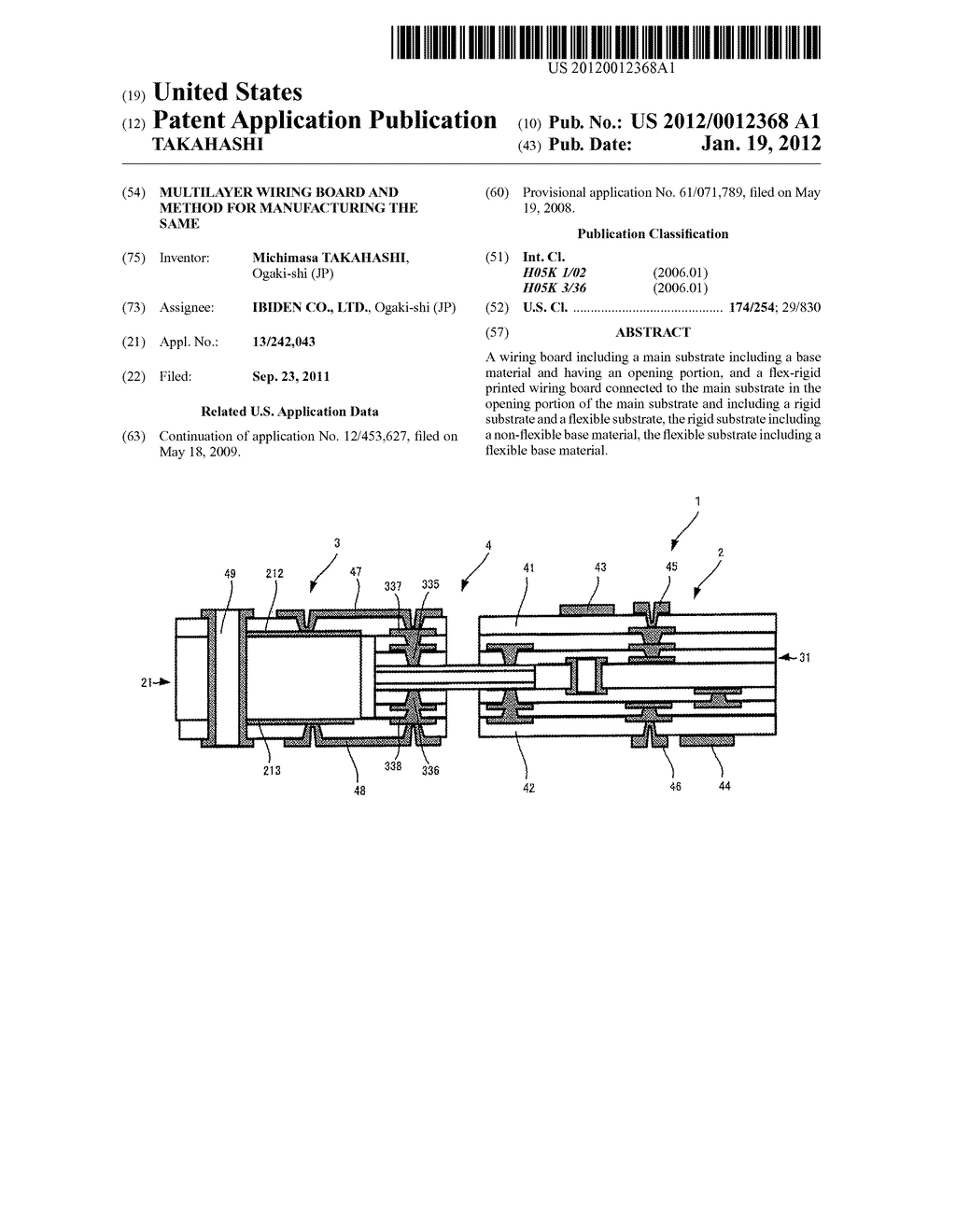 MULTILAYER WIRING BOARD AND METHOD FOR MANUFACTURING THE SAME - diagram, schematic, and image 01