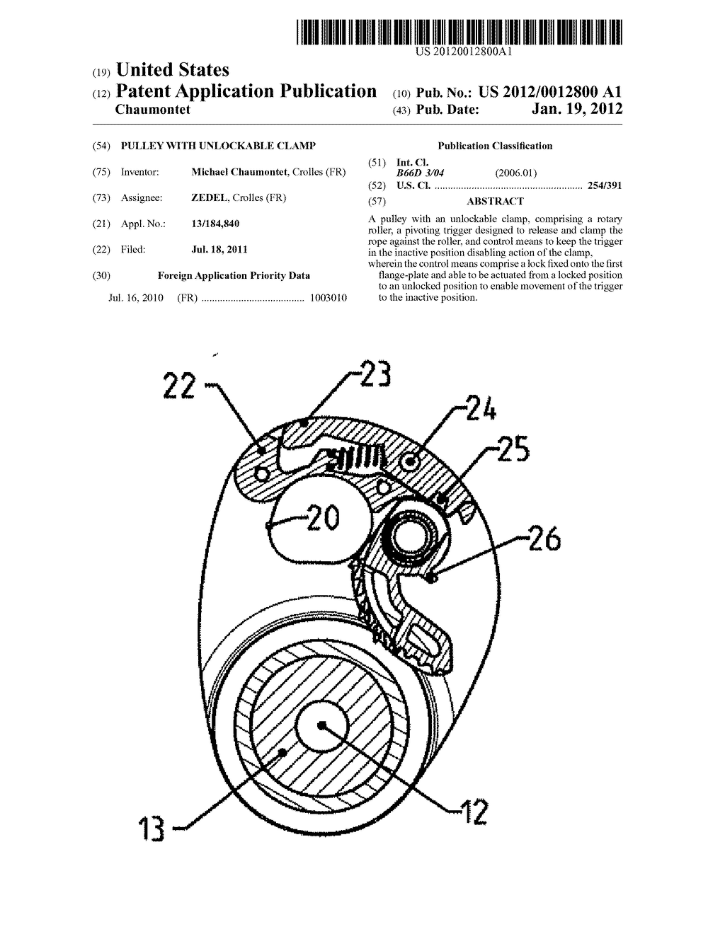 PULLEY WITH UNLOCKABLE CLAMP - diagram, schematic, and image 01