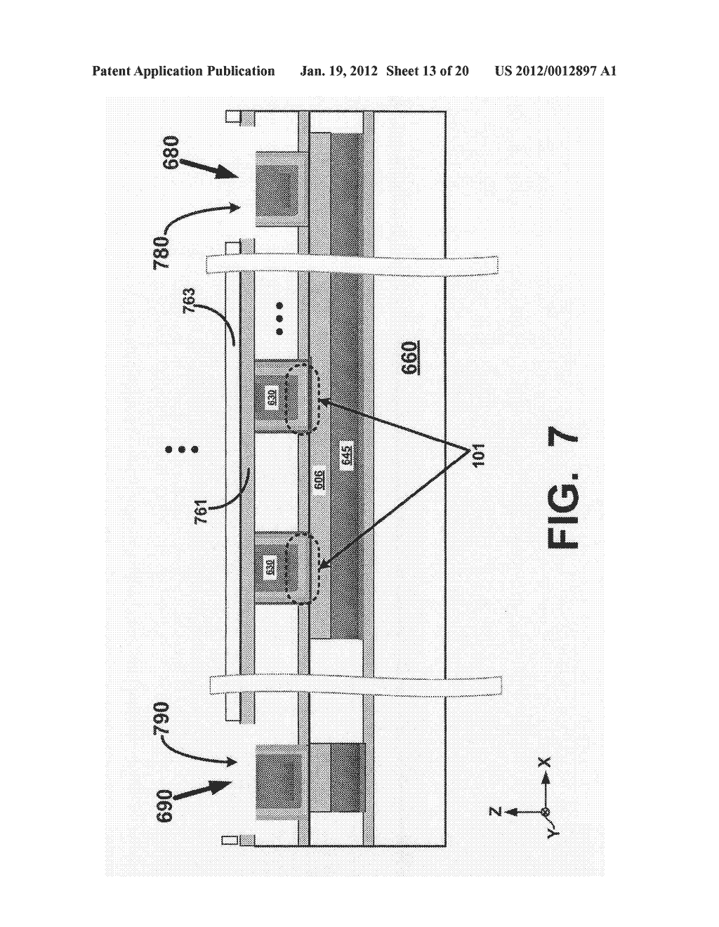 Vertically Fabricated BEOL Non-Volatile Two-Terminal Cross-Trench Memory     Array with Two-Terminal Memory Elements and Method of Fabricating the     Same - diagram, schematic, and image 14