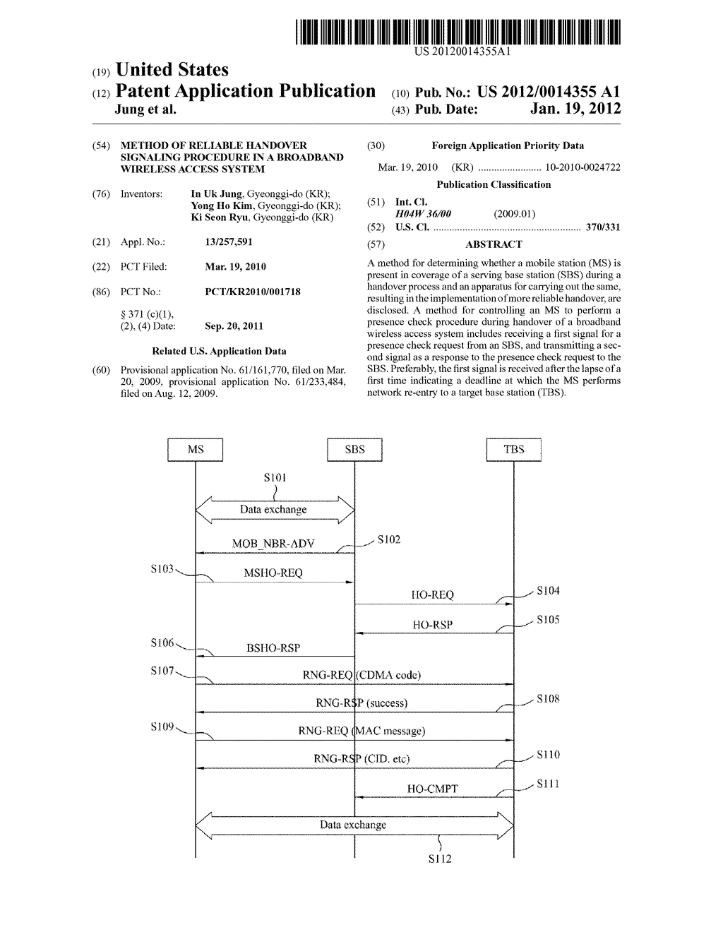 METHOD OF RELIABLE HANDOVER SIGNALING PROCEDURE IN A BROADBAND WIRELESS     ACCESS SYSTEM - diagram, schematic, and image 01