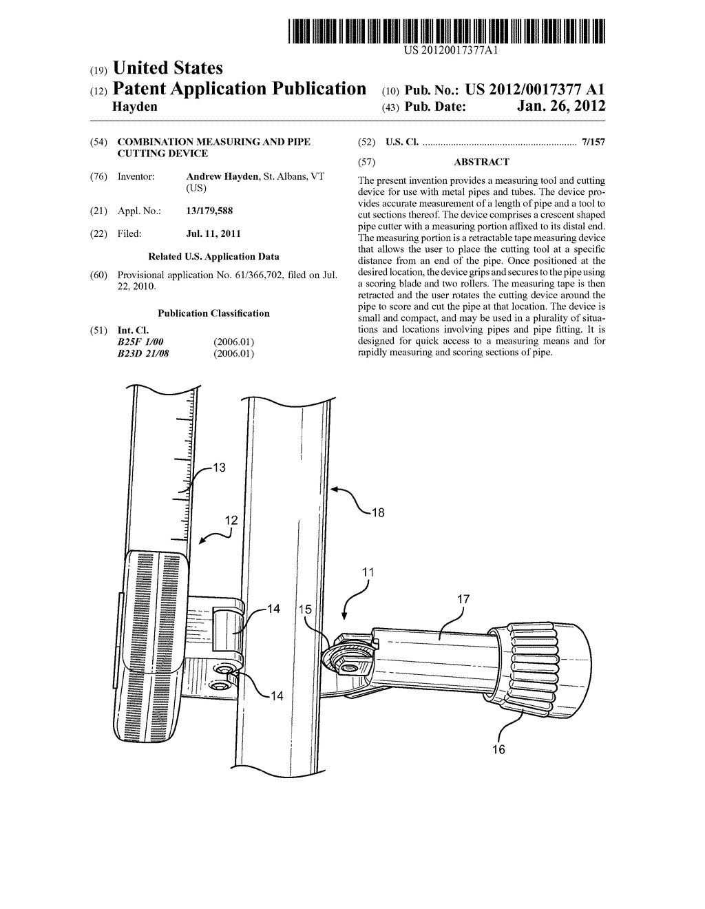 Combination Measuring and Pipe Cutting Device - diagram, schematic, and image 01