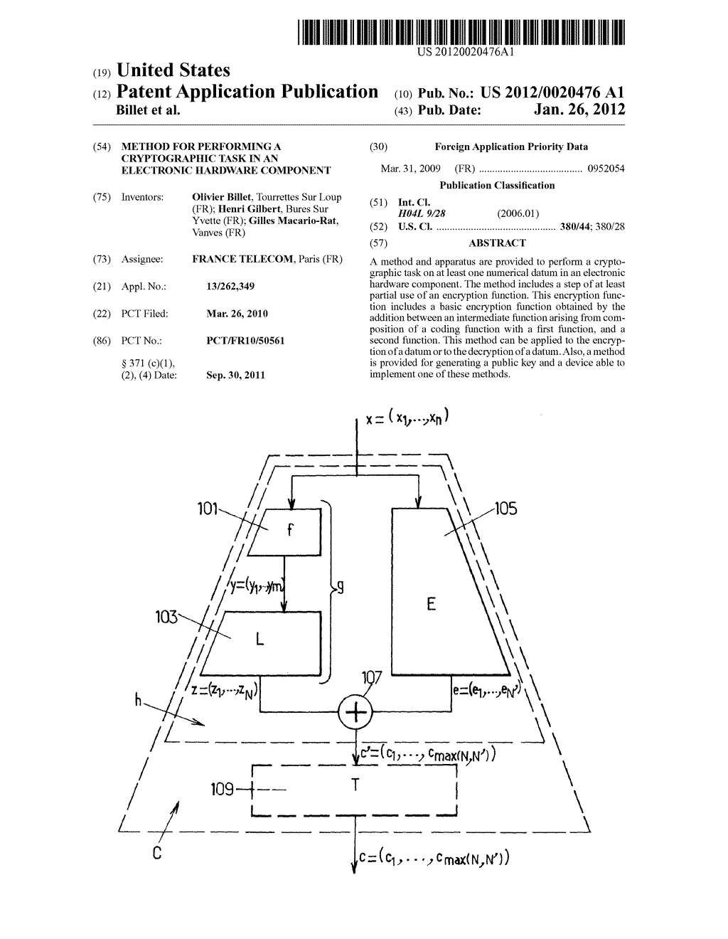 Method for Performing a Cryptographic Task in an Electronic Hardware     Component - diagram, schematic, and image 01