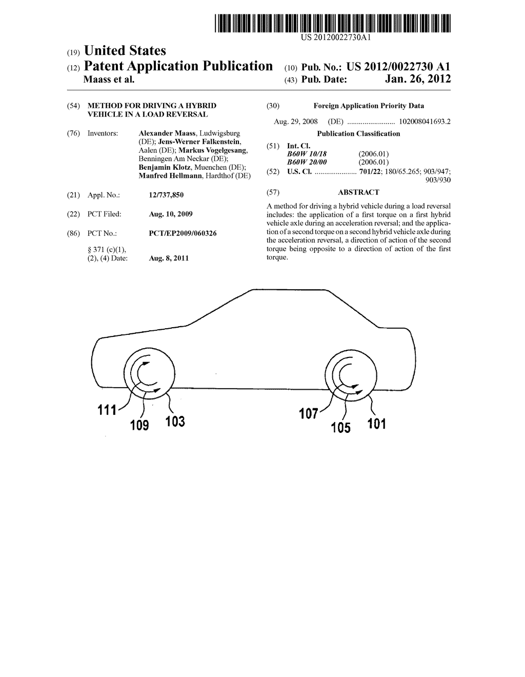 METHOD FOR DRIVING A HYBRID VEHICLE IN A LOAD REVERSAL - diagram, schematic, and image 01