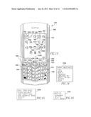 HANDHELD ELECTRONIC DEVICE AND ASSOCIATED METHOD EMPLOYING A MULTIPLE-AXIS     INPUT DEVICE AND PROVIDING A LEARNING FUNCTION IN A TEXT DISAMBIGUATION     ENVIRONMENT diagram and image