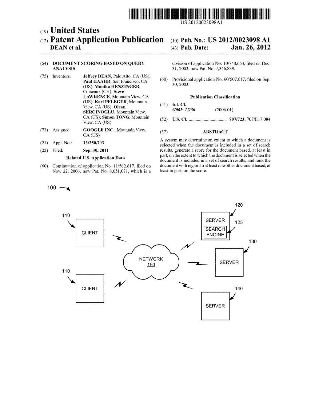 DOCUMENT SCORING BASED ON QUERY ANALYSIS - diagram, schematic, and image 01