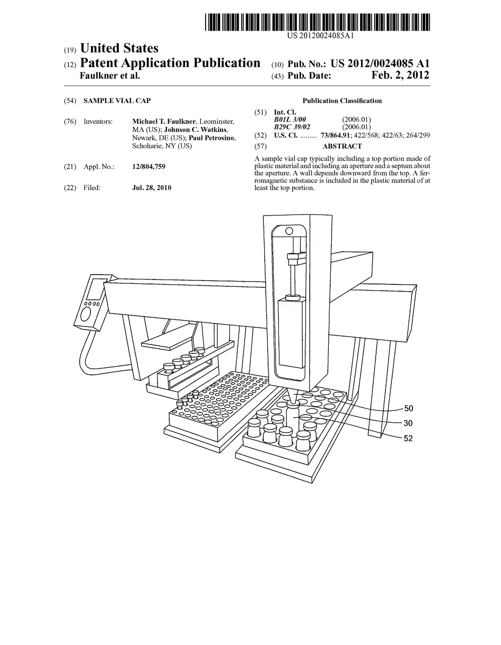 Sample vial cap - diagram, schematic, and image 01