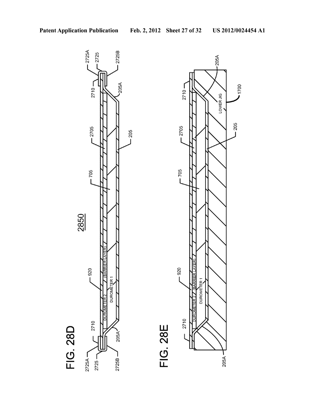 METHOD FOR FABRICATING AN ANTI-FATIGUE MAT EMPLOYING MULTIPLE DUROMETER     LAYERS - diagram, schematic, and image 28