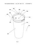 Container with an integral lid retained onto the top of the sidewall of     the container by a living hinge, the container used to retain liquids diagram and image