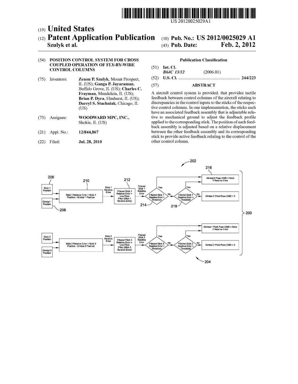 Position Control System for Cross Coupled Operation of Fly-By-Wire Control     Columns - diagram, schematic, and image 01