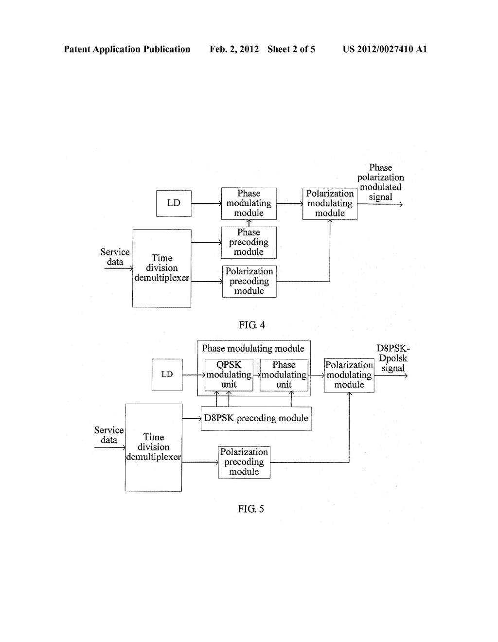 METHOD, DEVICE AND SYSTEM FOR GENERATING AND RECEIVING A PHASE     POLARIZATION MODULATED SIGNAL - diagram, schematic, and image 03