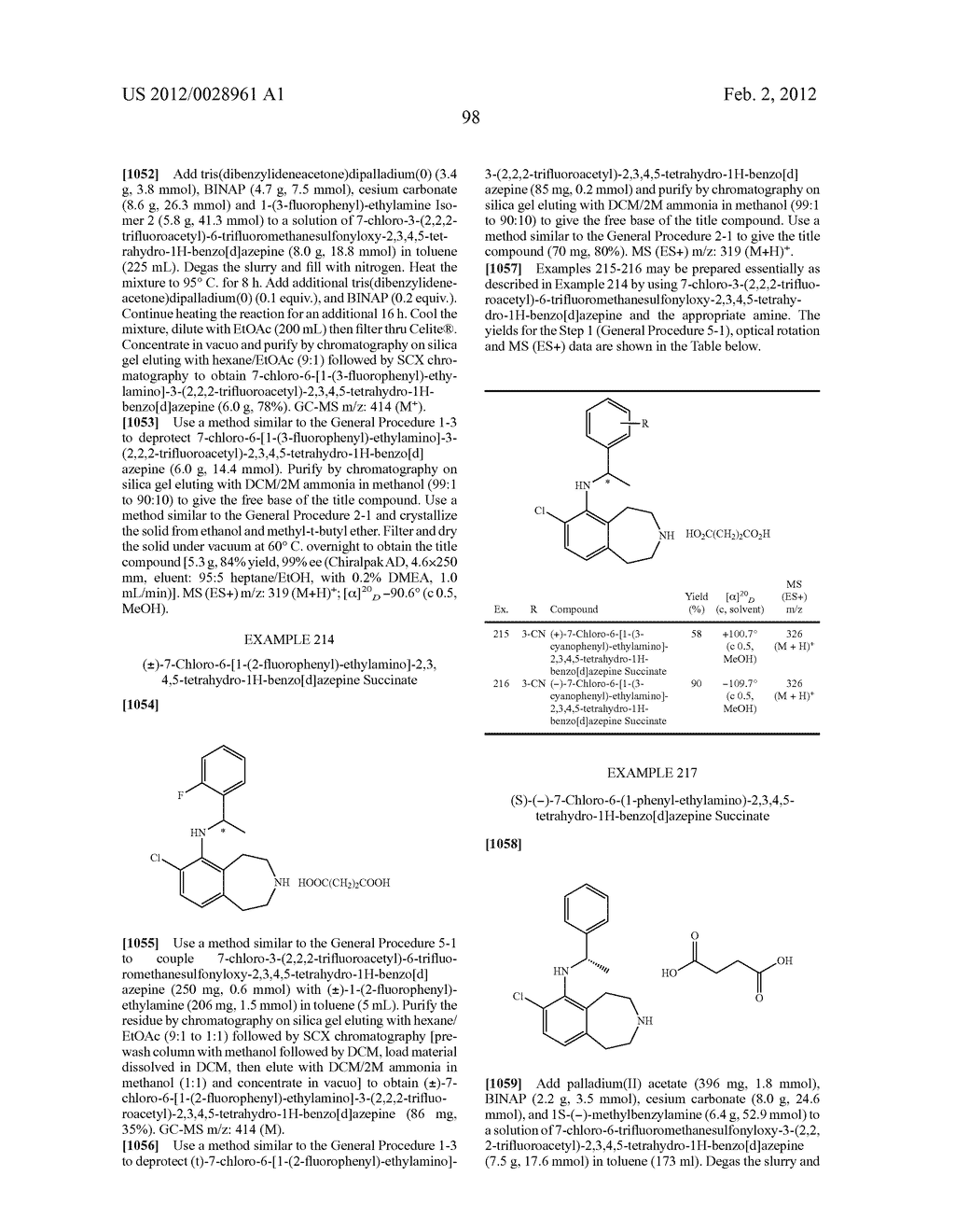 6 Substituted 2, 3,4,5 Tetrahydro-1H-Benzo[d]Azepines as 5-HT2c Receptor     Agonist - diagram, schematic, and image 99