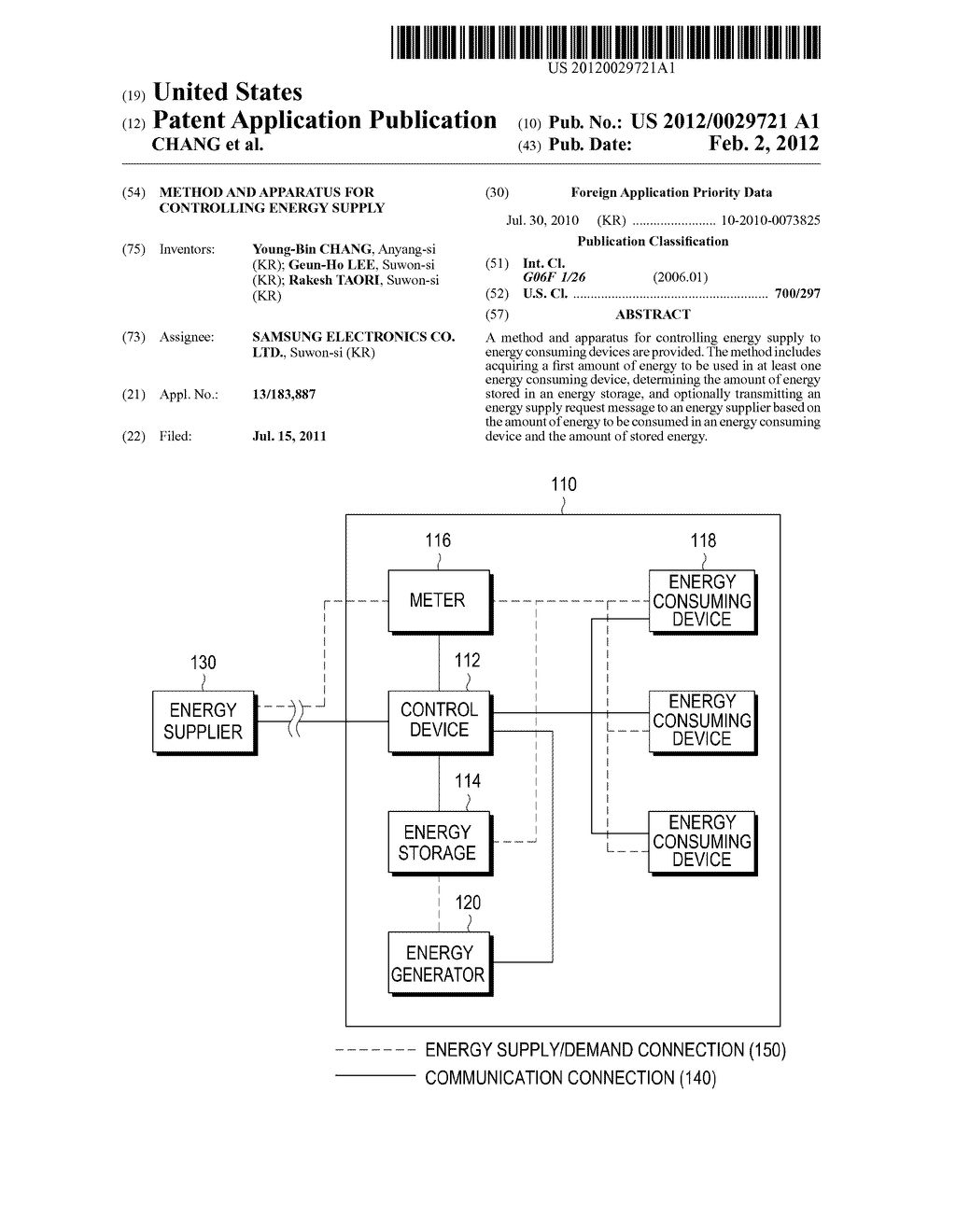 METHOD AND APPARATUS FOR CONTROLLING ENERGY SUPPLY - diagram, schematic, and image 01