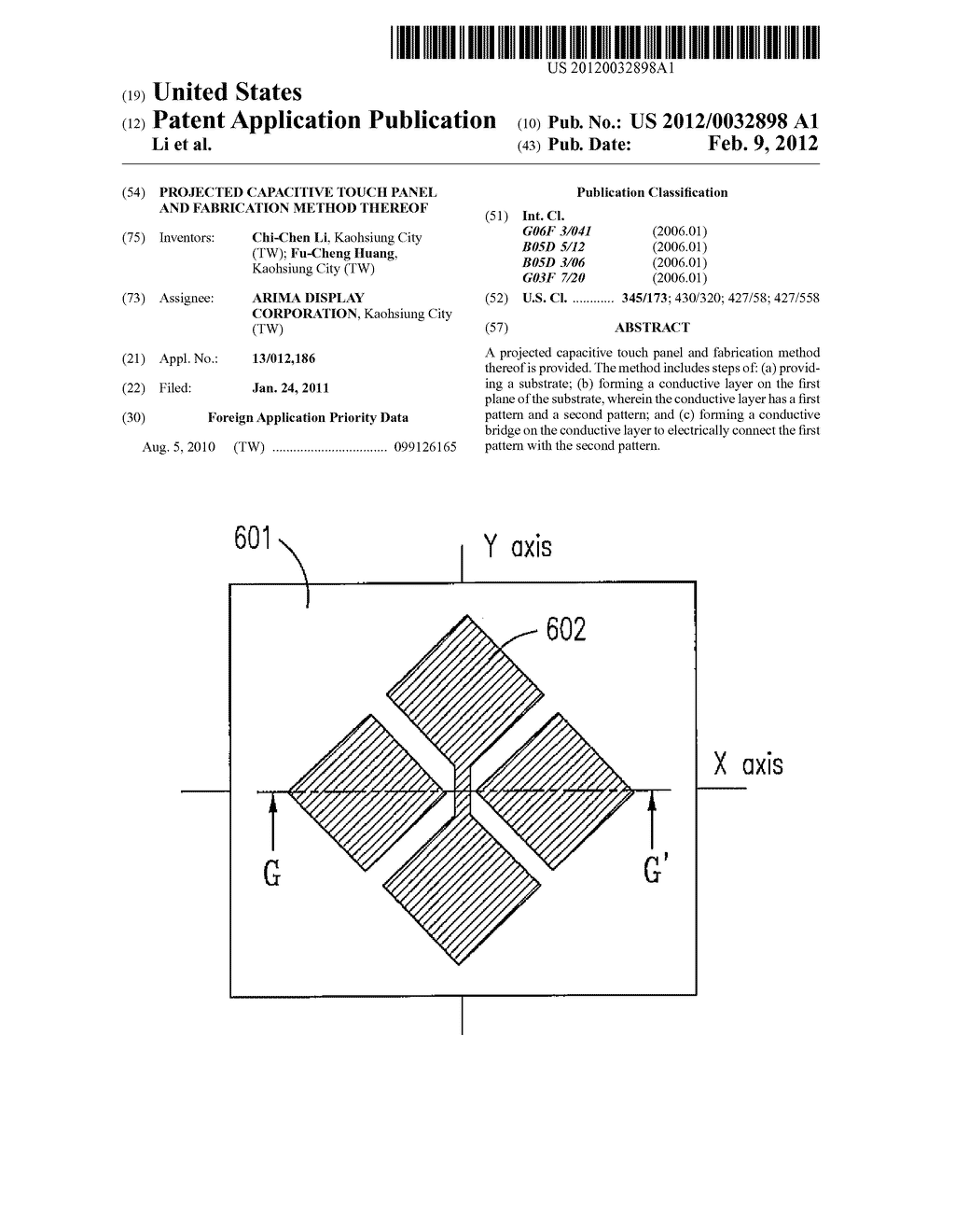 PROJECTED CAPACITIVE TOUCH PANEL AND FABRICATION METHOD THEREOF - diagram, schematic, and image 01