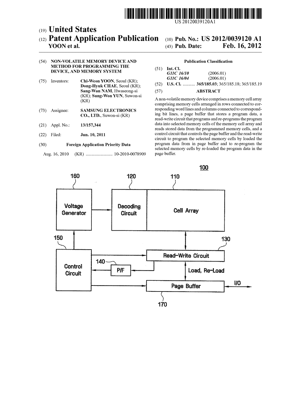 NON-VOLATILE MEMORY DEVICE AND METHOD FOR PROGRAMMING THE DEVICE, AND     MEMORY SYSTEM - diagram, schematic, and image 01
