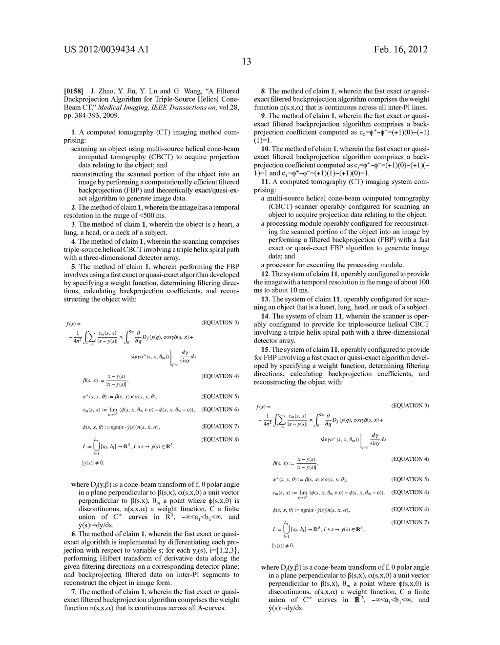 CARDIAC COMPUTED TOMOGRAPHY METHODS AND SYSTEMS USING FAST     EXACT/QUASI-EXACT FILTERED BACK PROJECTION ALGORITHMS - diagram, schematic, and image 37