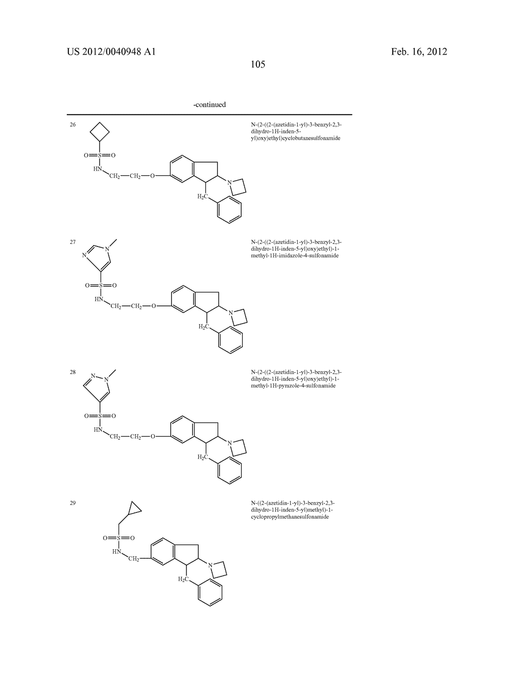 AMINOINDANE DERIVATIVES, PHARMACEUTICAL COMPOSITIONS CONTAINING THEM, AND     THEIR USE IN THERAPY - diagram, schematic, and image 106