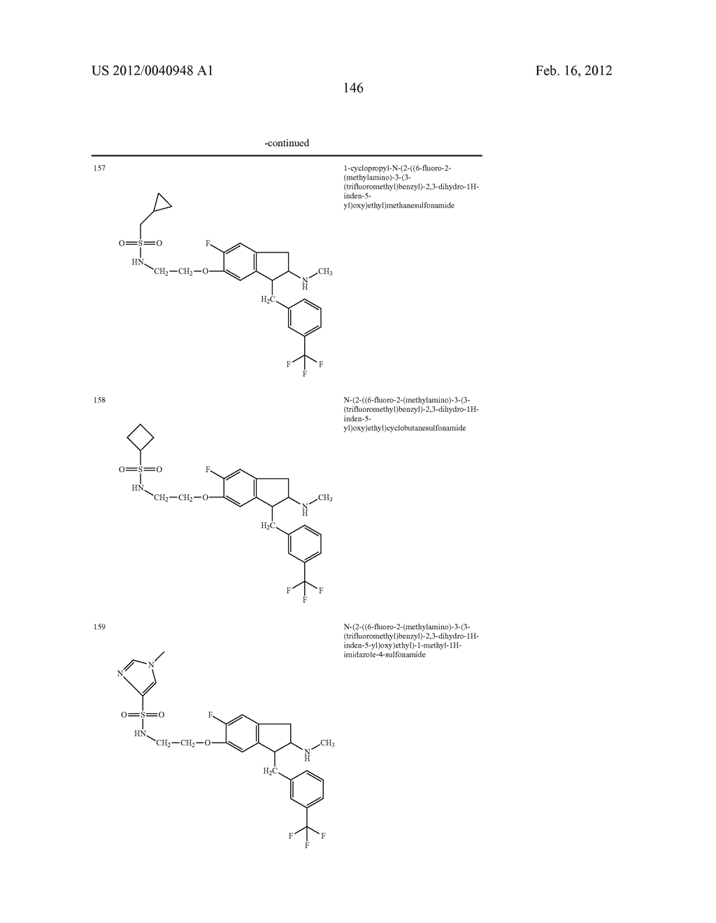 AMINOINDANE DERIVATIVES, PHARMACEUTICAL COMPOSITIONS CONTAINING THEM, AND     THEIR USE IN THERAPY - diagram, schematic, and image 147