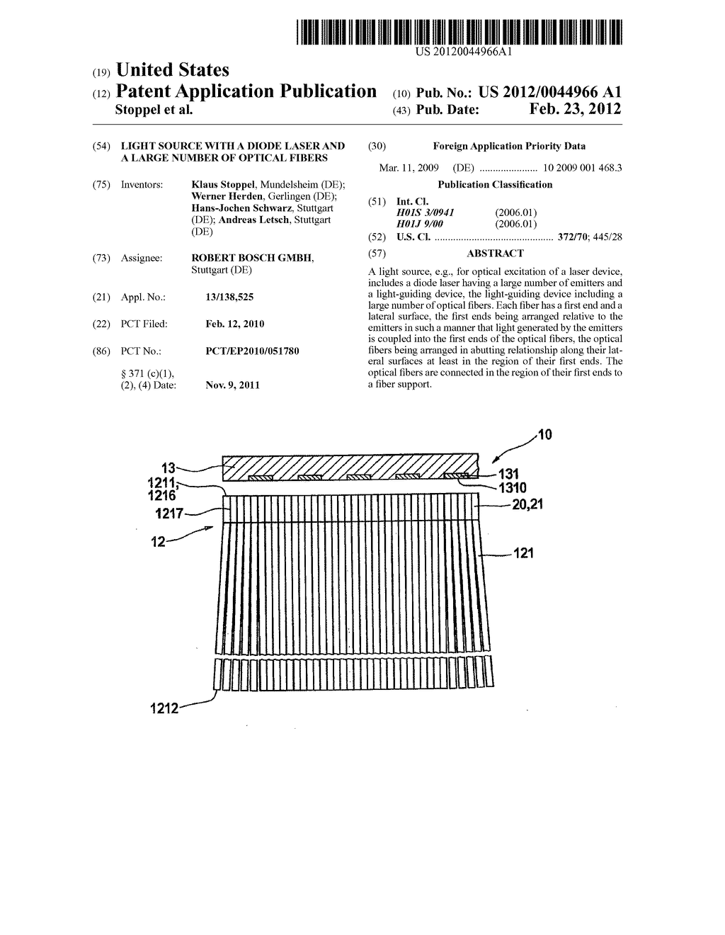 LIGHT SOURCE WITH A DIODE LASER AND A LARGE NUMBER OF OPTICAL FIBERS - diagram, schematic, and image 01