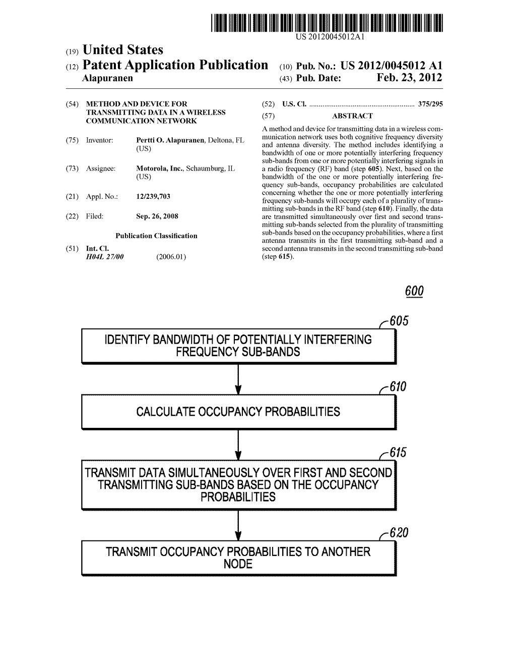 METHOD AND DEVICE FOR TRANSMITTING DATA IN A WIRELESS COMMUNICATION     NETWORK - diagram, schematic, and image 01