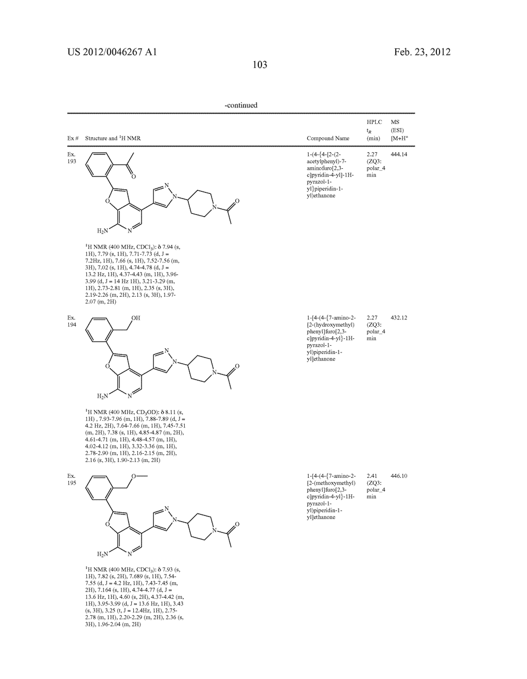 7-AMINOFUROPYRIDINE DERIVATIVES - diagram, schematic, and image 104