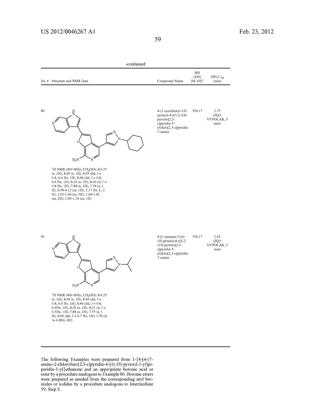 7-AMINOFUROPYRIDINE DERIVATIVES - diagram, schematic, and image 60